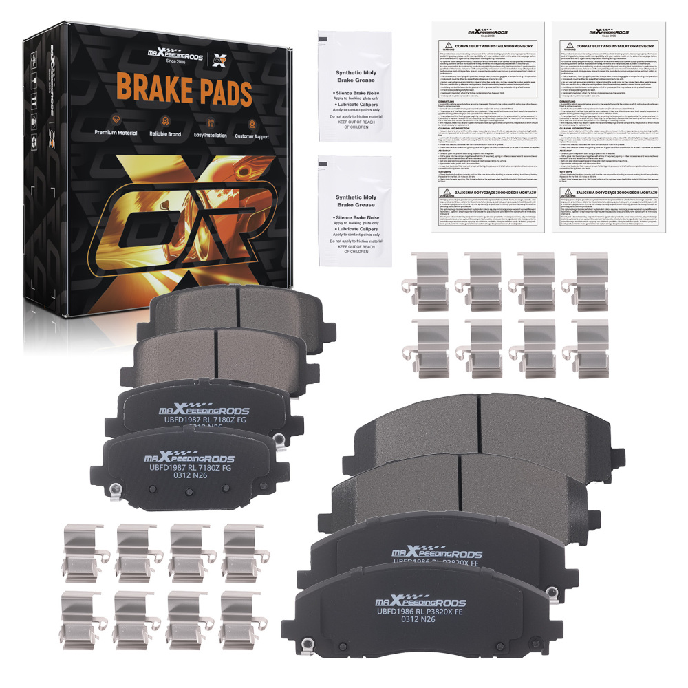 Front Rear Disc Brake Pads Set compatible for Chrysler TownCountry 12-16 compatible for Ram C/V 2012-15