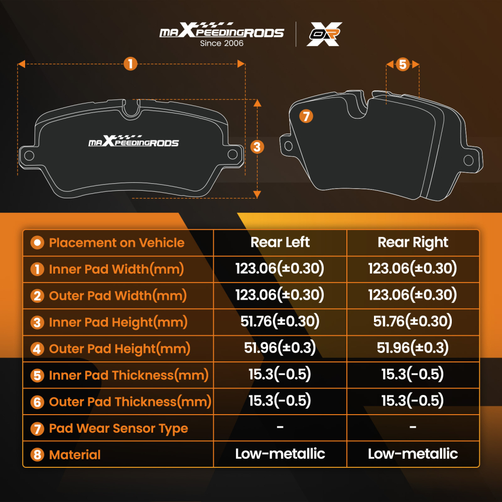 Rear Brake Pads Set compatible for Mazda 2/3/5/Compatible for Ford C-Max 2003-2019 compatible for Vauxhall Vectra 1360304