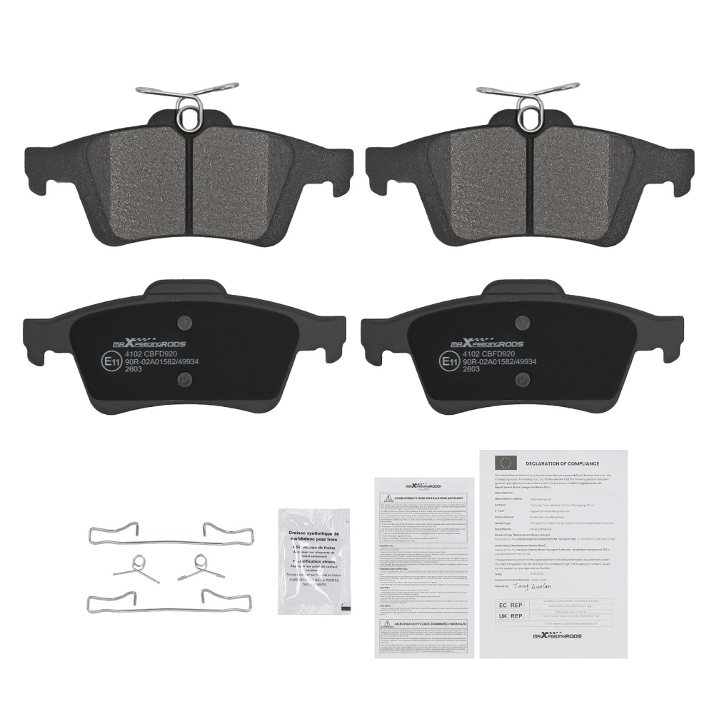 Rear Brake Pads Kit compatible for Volvo V50 S40 compatible for Mazda 3 Ford Focus C-Max 2004-2019 1324300