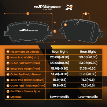 Rear Brake Pads Set compatible for Mazda 2/3/5/Compatible for Ford C-Max 2003-2019 compatible for Vauxhall Vectra 1360304