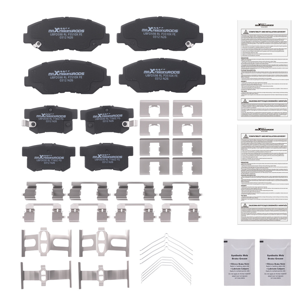 Front Rear Ceramic Brake Pads Set compatible for Honda Civic 2012-2015 compatible for Acura ILX 2013-2015