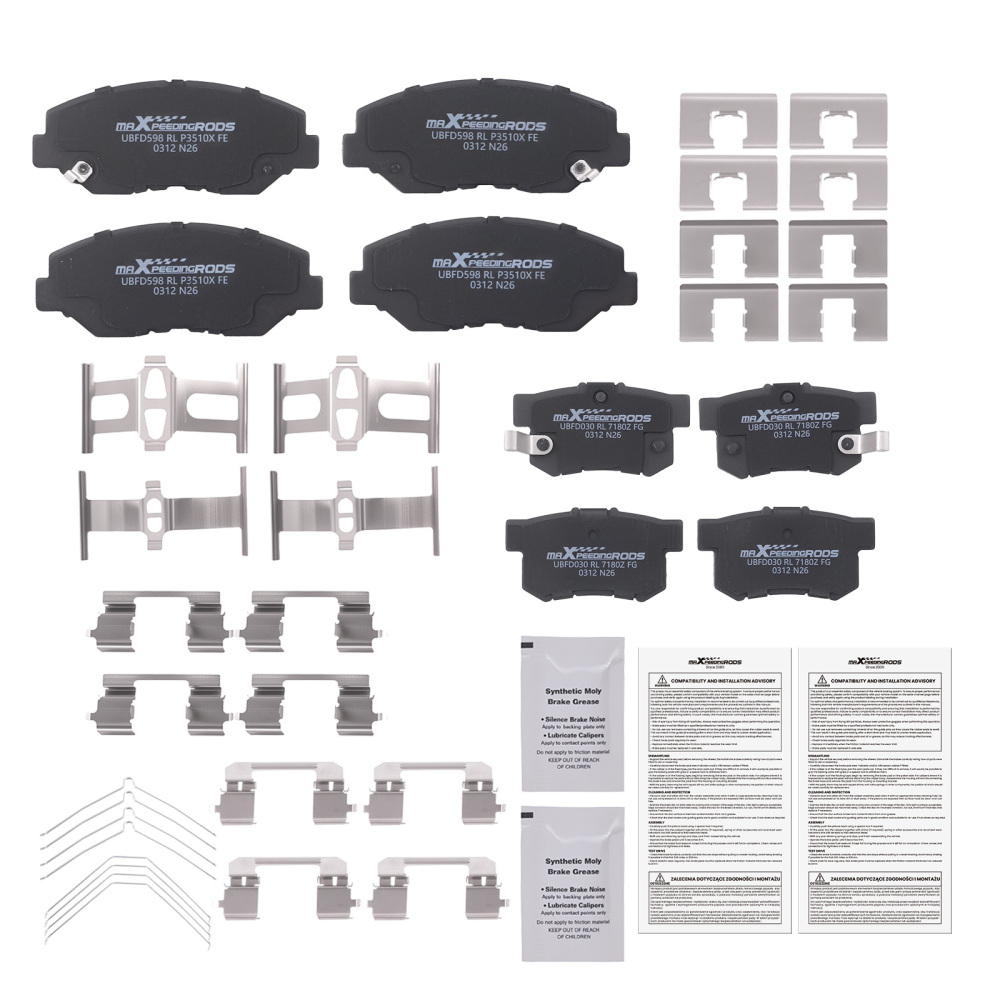 Front Rear Ceramic Brake Pads Set compatible for Honda Civic 2012-2015 compatible for Acura ILX 2013-2015