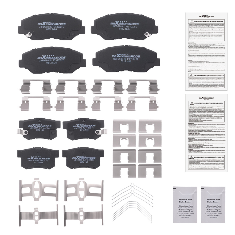 Front Rear Ceramic Brake Pads Set compatible for Honda Civic 2012-2015 compatible for Acura ILX 2013-2015