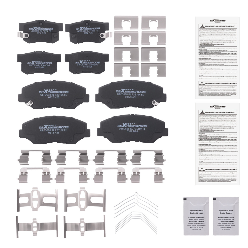 Front Rear Ceramic Brake Pads Set compatible for Honda Civic 2012-2015 compatible for Acura ILX 2013-2015
