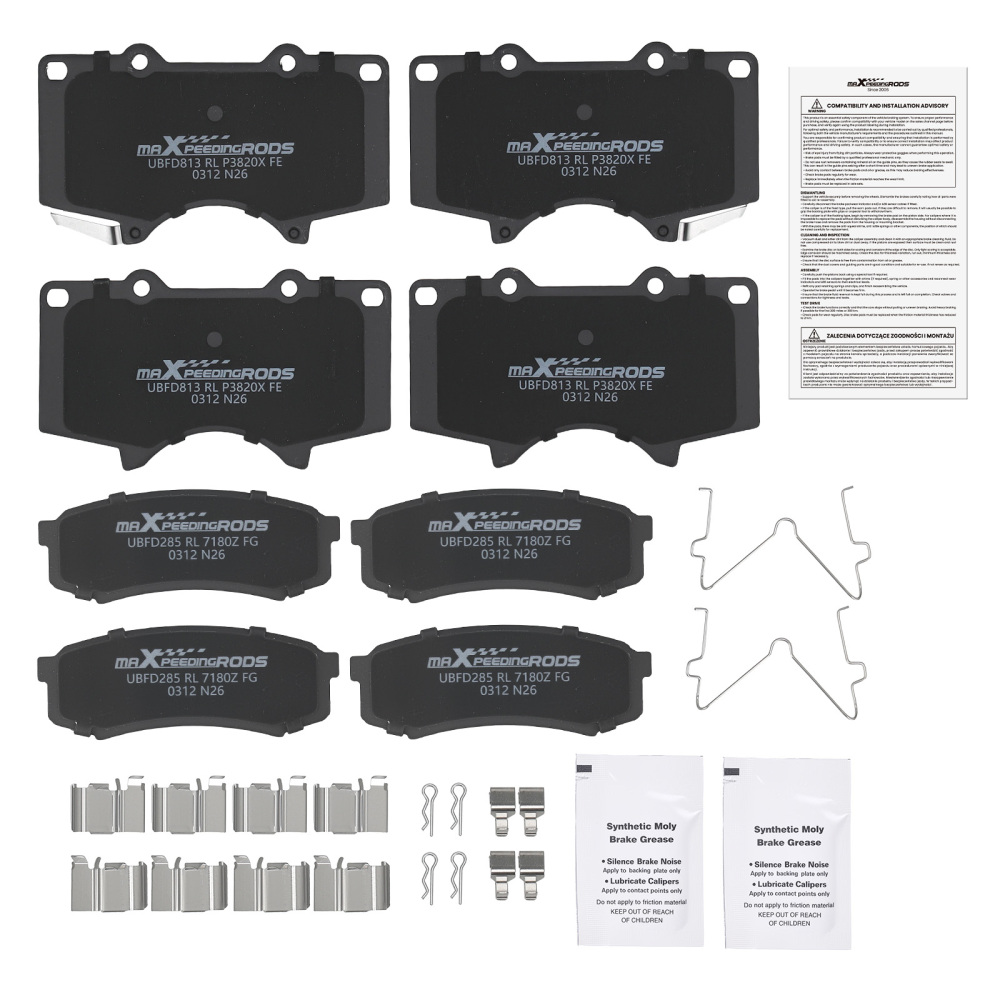 Front Rear Ceramic Brake Pads Set compatible for Lexus GX460 2010-2023 GX470 2003-2009 P606