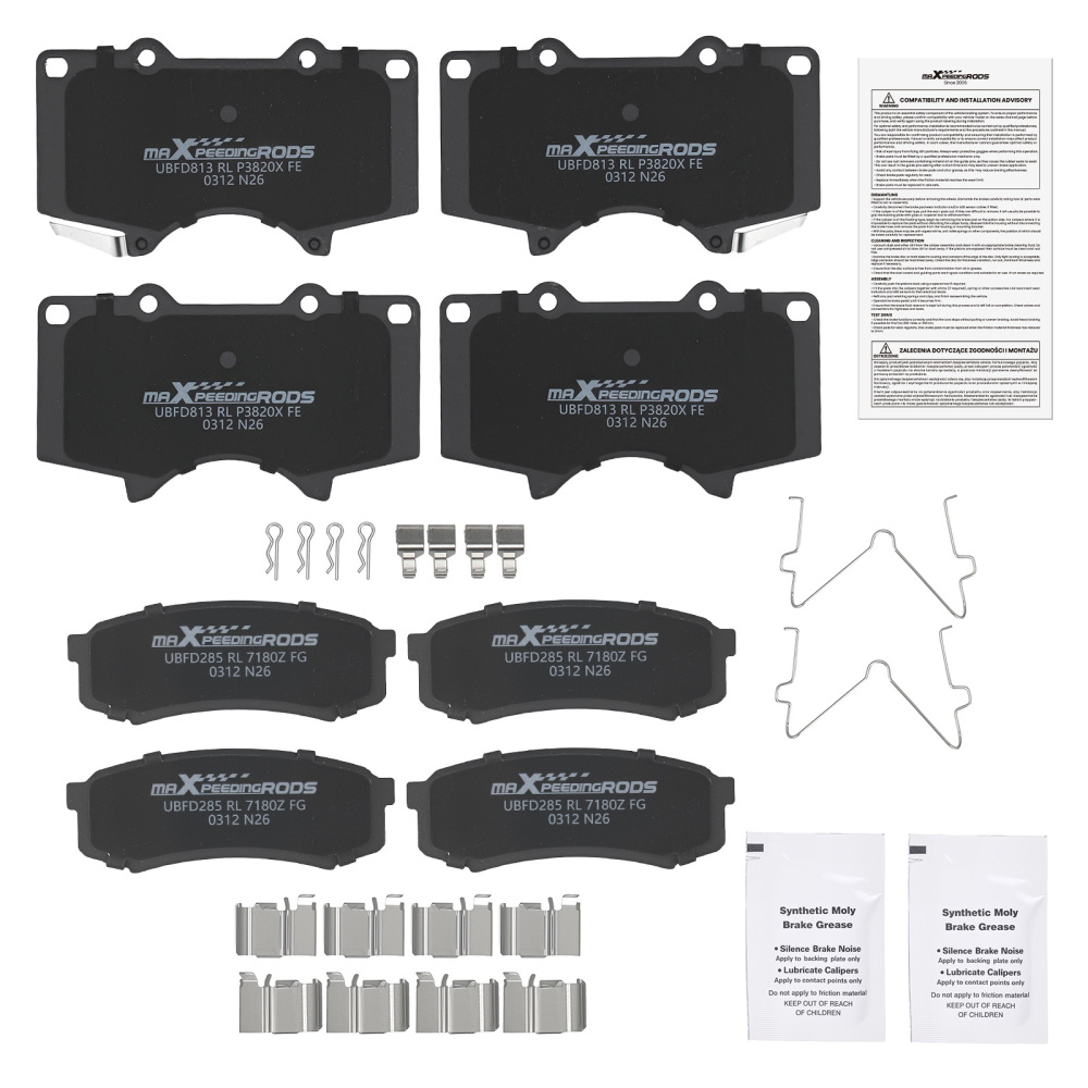 Front Rear Ceramic Brake Pads Set compatible for Lexus GX460 2010-2023 GX470 2003-2009 P606