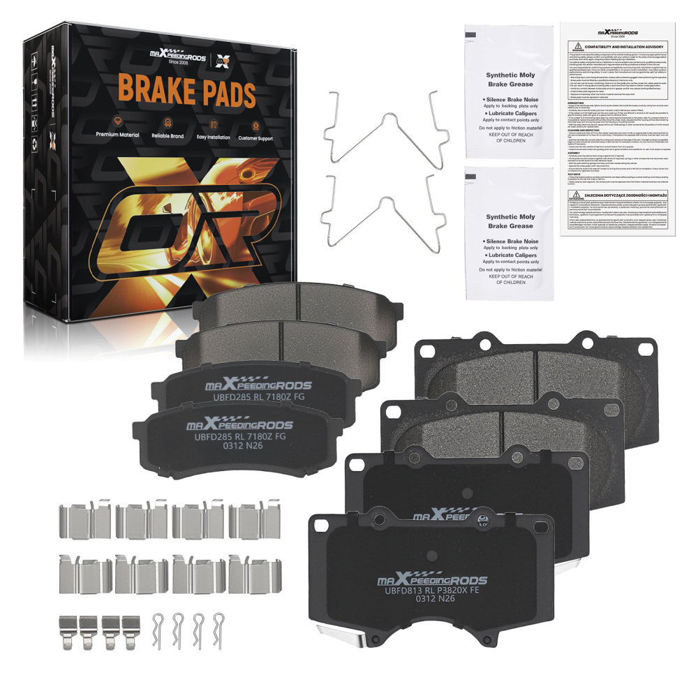 Front Rear Ceramic Brake Pads Set compatible for Lexus GX460 2010-2023 GX470 2003-2009 P606
