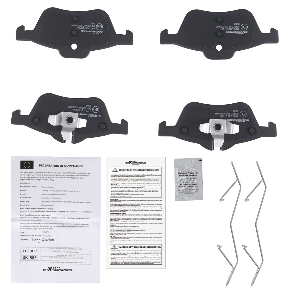 Front LR Brake Pads compatible for Mini R50 One D/R53 Cooper S/R52 One 2003-07 34116761287