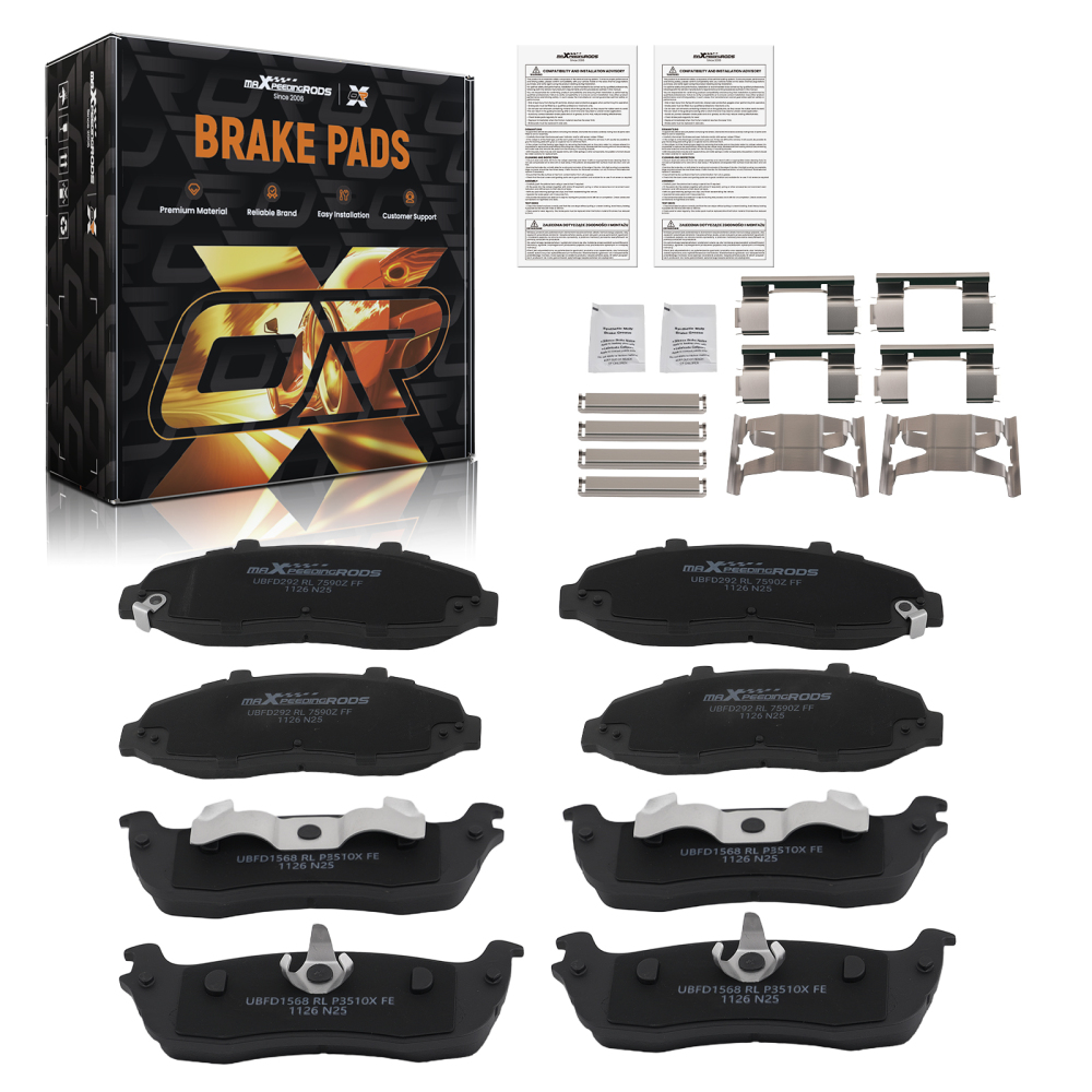 Front Rear Brake Pads Set compatible for Ford F-150 1999-2004 compatible for Lincoln Blackwood 2002 D679