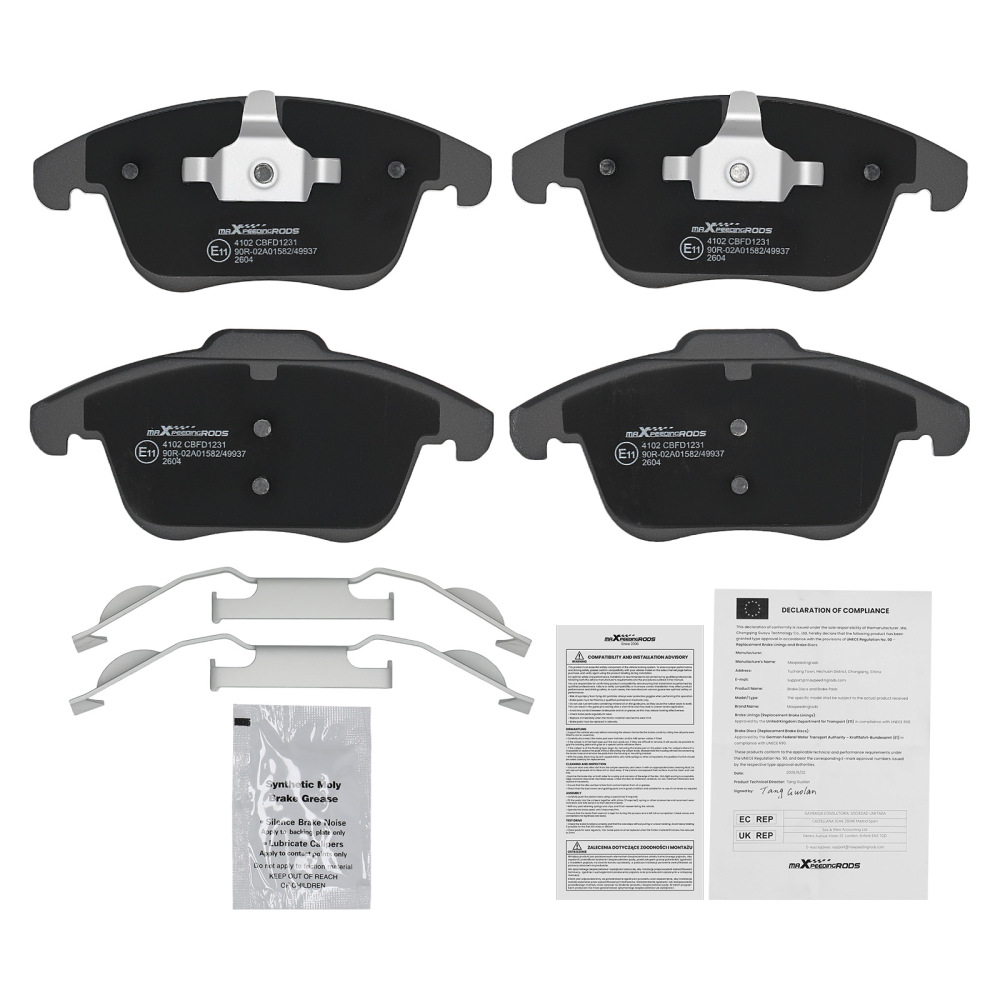 Front Left+Right Brake Pads compatible for Volvo V60/XC70/Compatible for Ford S-Max 2006-2018 1379971