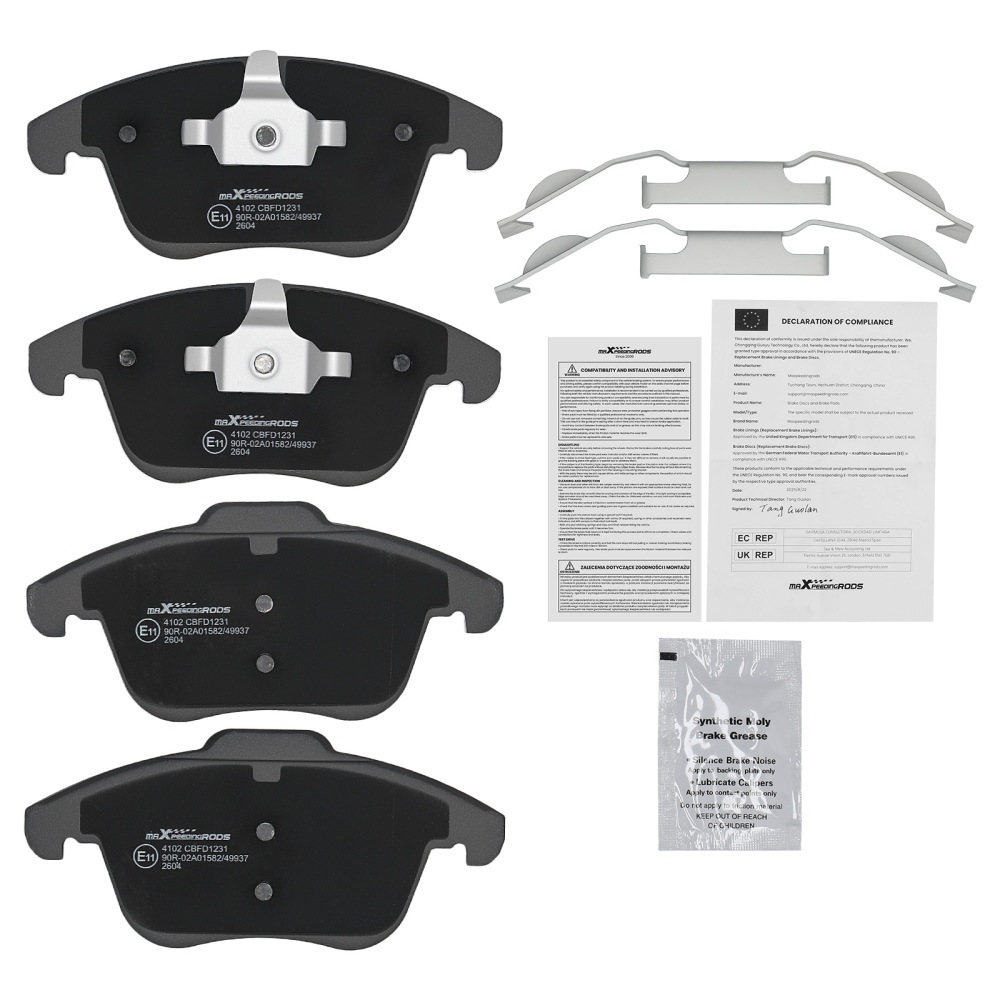 Front Left+Right Brake Pads compatible for Volvo V60/XC70/Compatible for Ford S-Max 2006-2018 1379971