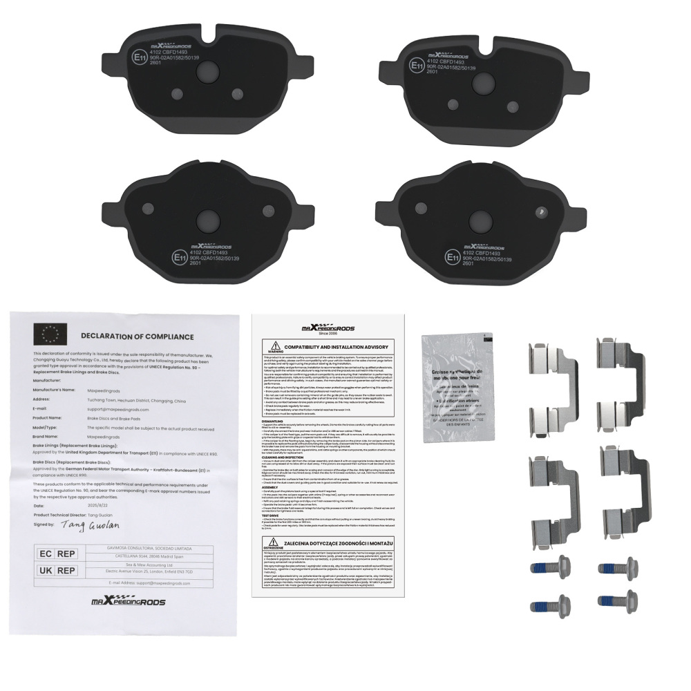 Rear LeftRight Brake Pads compatible for BMW 5 Saloon/X3 2009-23/ X4 14-20 34216862202