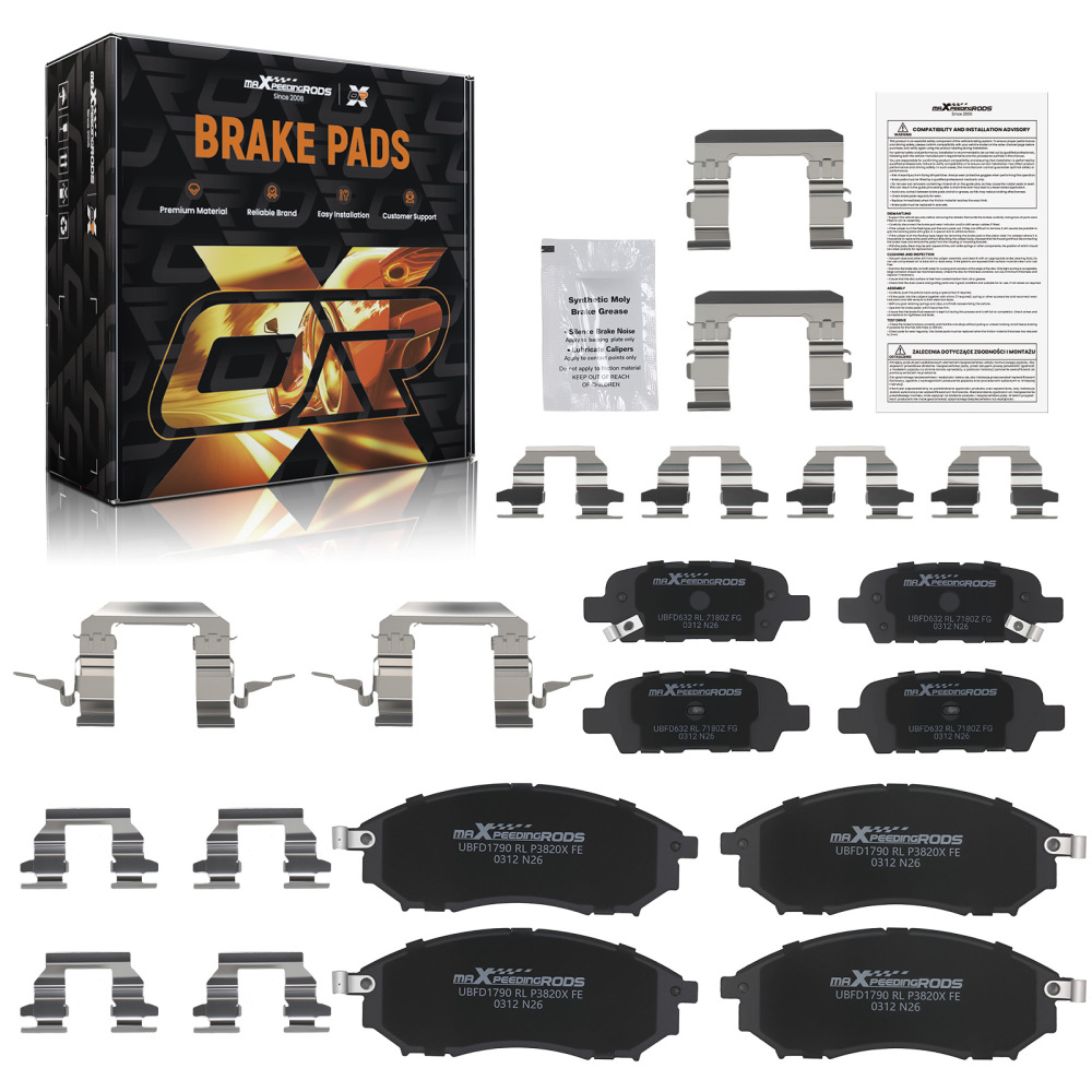 Front Rear Disc Brake Pads Set compatible for Infiniti EX35 2008-12/EX37 2013/FX35 2005-12