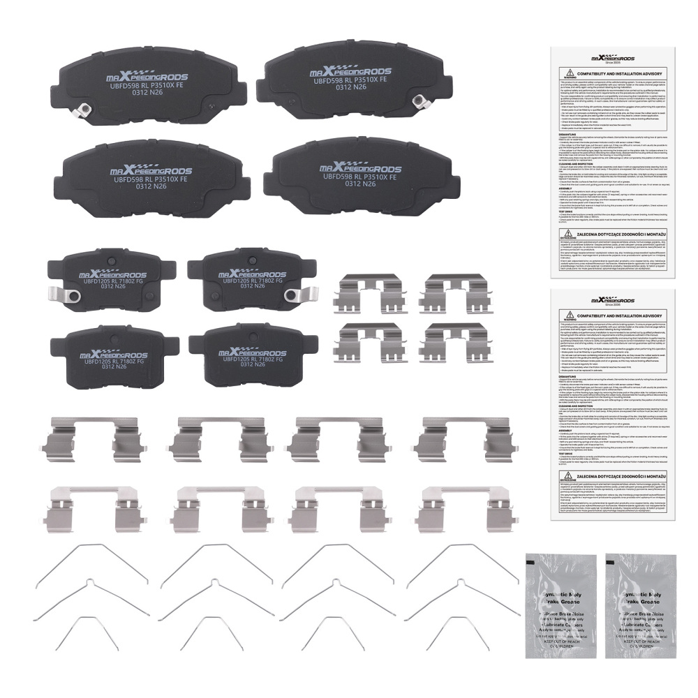 Front Rear Ceramic Brake Pads Set compatible for Honda Accord 2008 2009-2017 P914 P1451