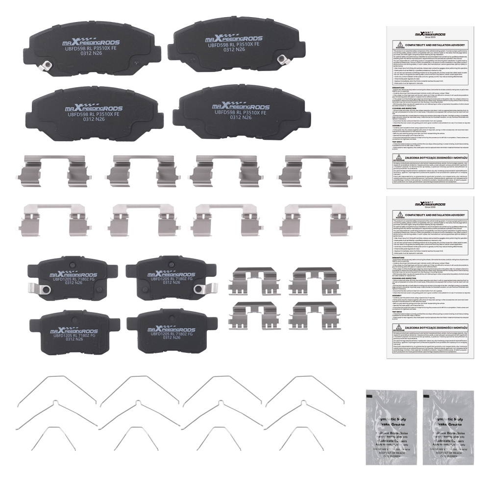 Front Rear Ceramic Brake Pads Set compatible for Honda Accord 2008 2009-2017 P914 P1451