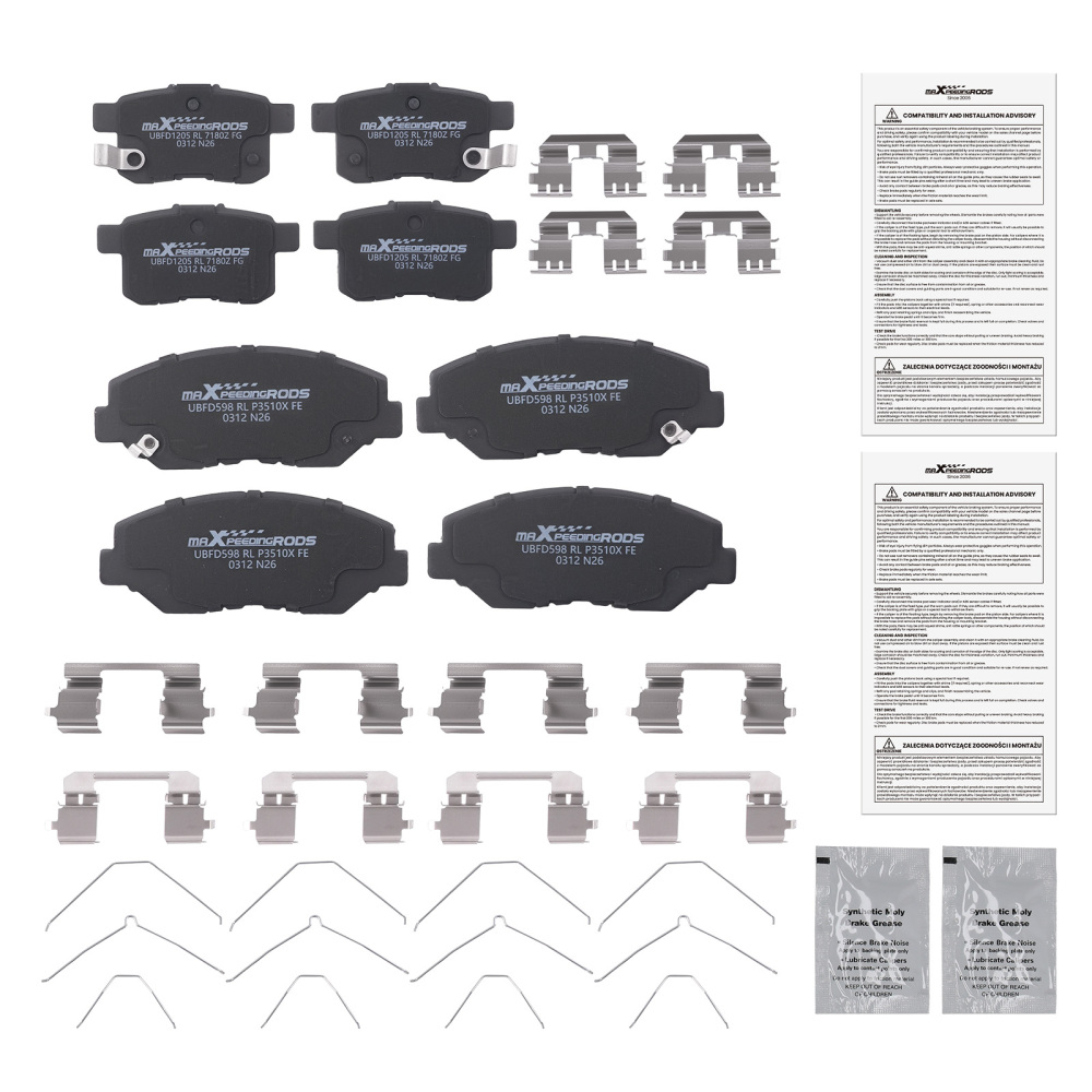 Front Rear Ceramic Brake Pads Set compatible for Honda Accord 2008 2009-2017 P914 P1451
