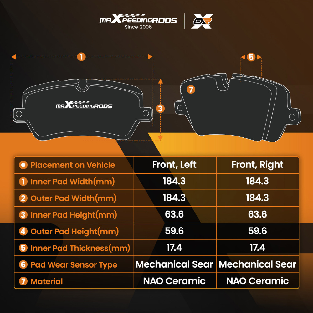 Brake Pads Front Ceramic compatible for Chevrolet Avalanche compatible for Silverado 1500 compatible for Tahoe 2005-2020