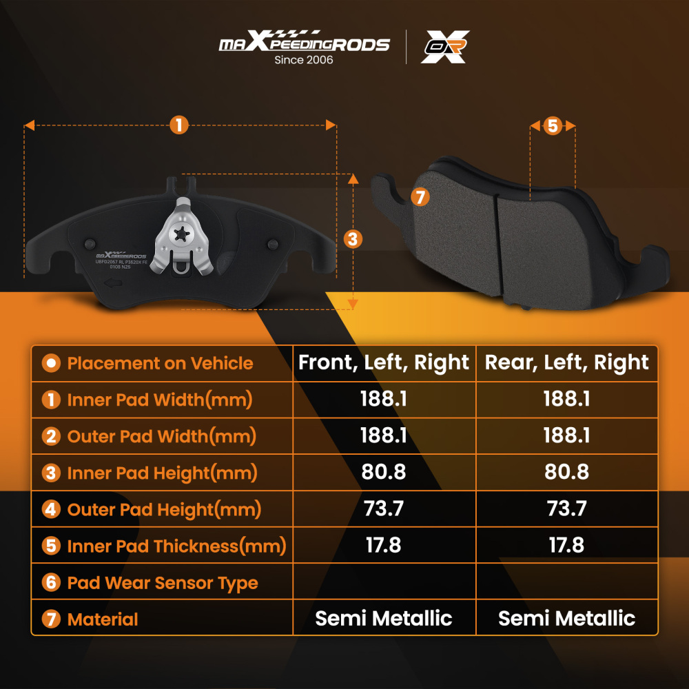 Front Brake Pads Set compatible for Mercedes-Benz C250/C300/C350/CLS400/E250/E300/E350/E400