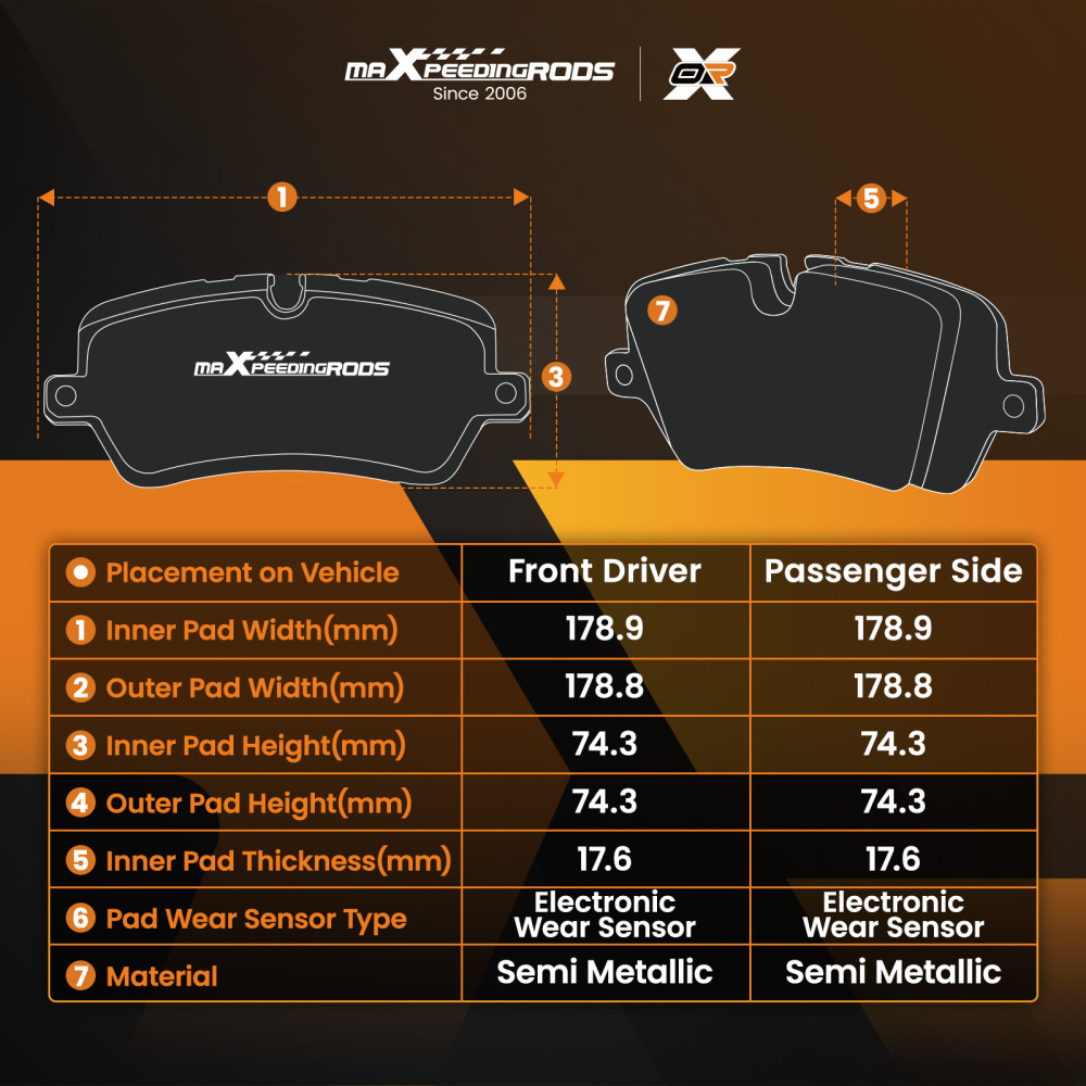 Front Brake Pads Set compatible for Volkswagen Atlas 2018-2025/Atlas Cross Sport 2020-2025