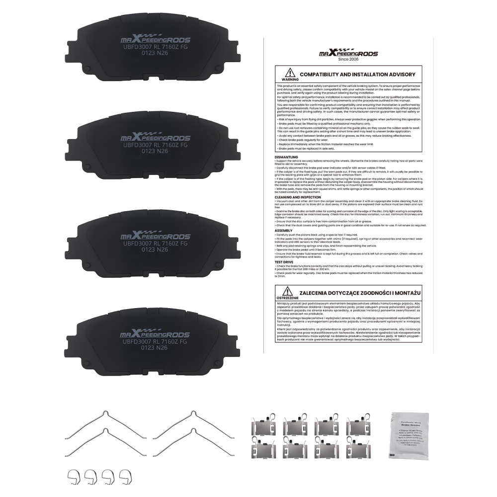 Front Ceramic Brake Pads Set compatible for Lexus ES250 ES300h ES350 2019-2025 P2076 D2076