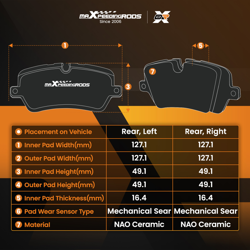Rear Ceramic Brake Pads Set compatible for Cadillac Escalade/GMC Yukon/Chevy Tahoe 2021-24