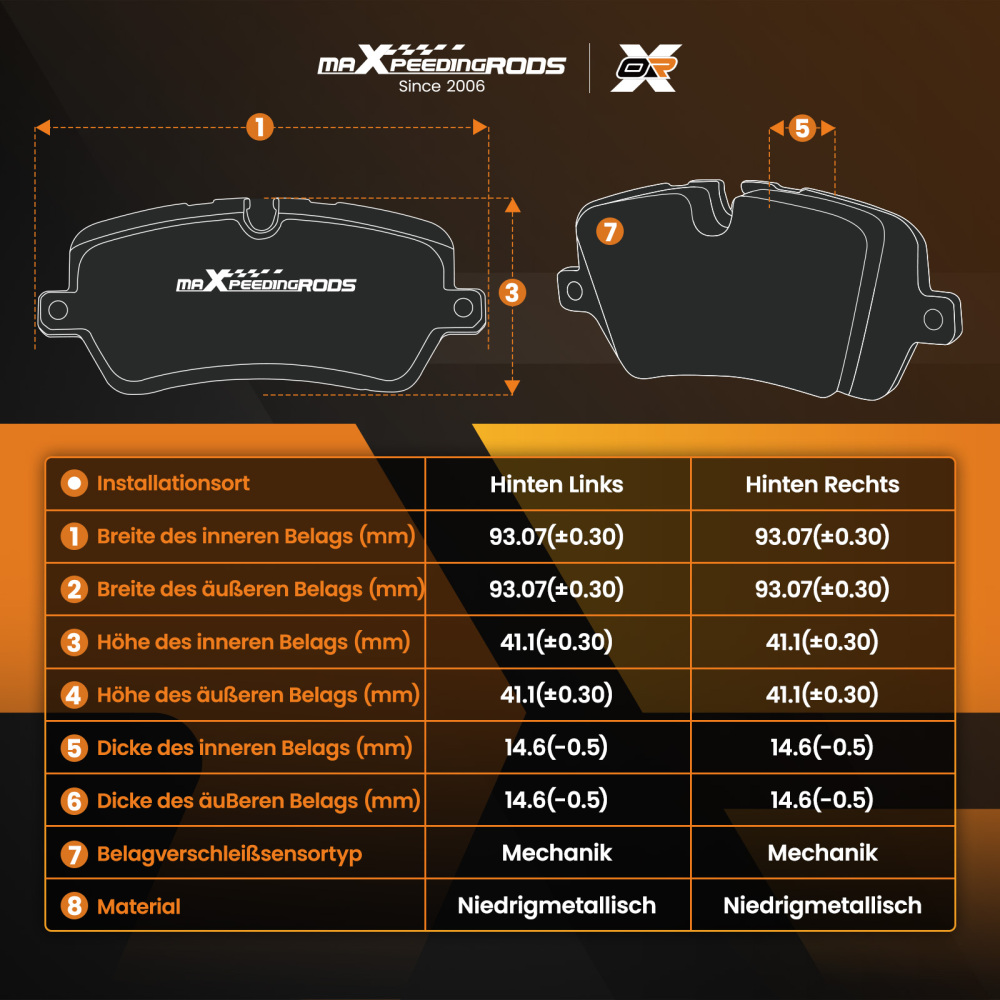 Rear Brake Pads Kit compatible for Hyundai Accent 2005-2010/i20 2008-2015/i30 2007-2012