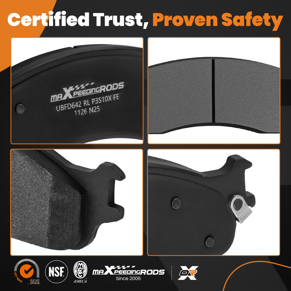 4pcs Front Brake Pads Kit compatible for Dodge Ram 1500 2006-08 compatible for Ram 2500 3500 2003-08 P965