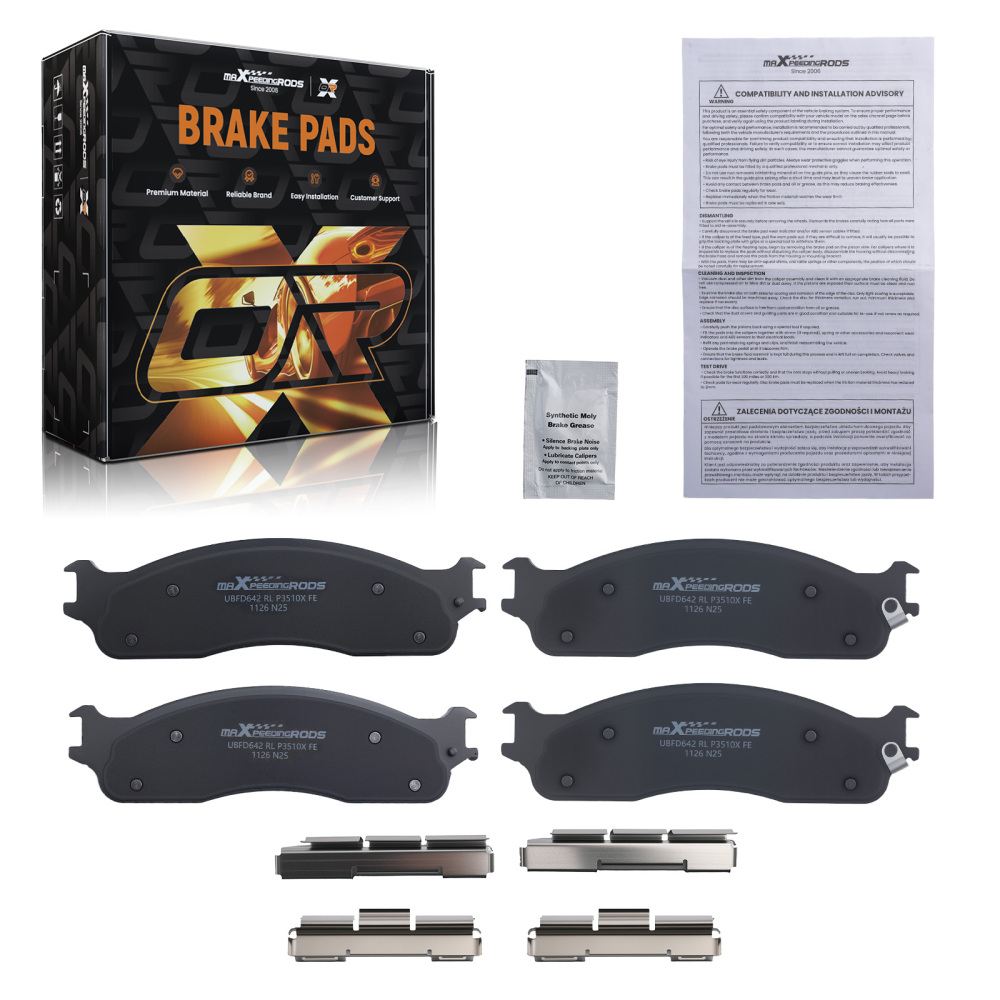 4pcs Front Brake Pads Kit compatible for Dodge Ram 1500 2006-08 compatible for Ram 2500 3500 2003-08 P965