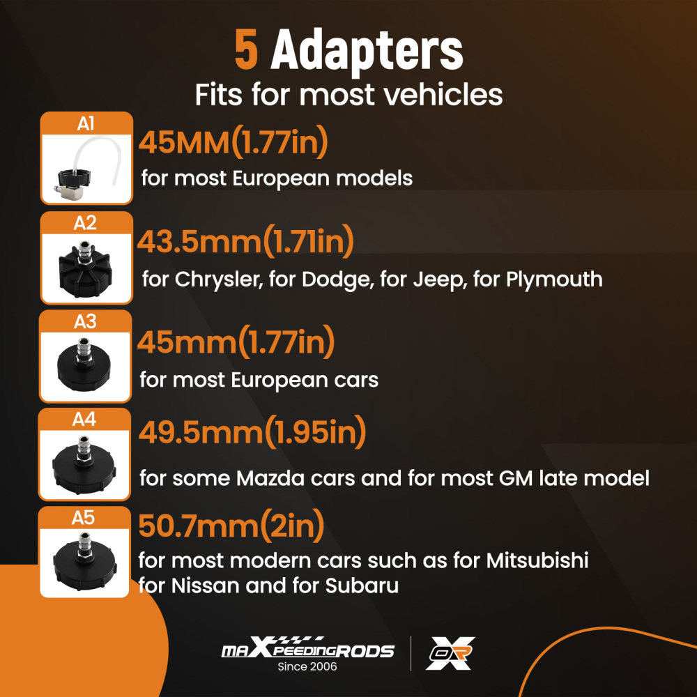 Equipo Purga Frenos 3L compatible para Chevrolet Mazda con Bomba Vacío 4 Adaptadores