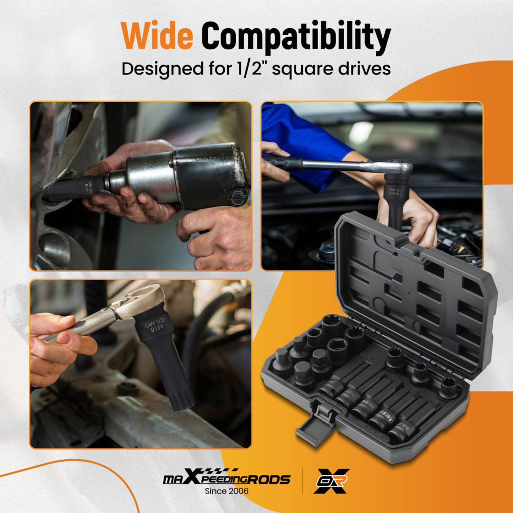 16pcs Brake DiscCaliper Socket Set compatible for VW Audi Benz compatible for BMW Porsche