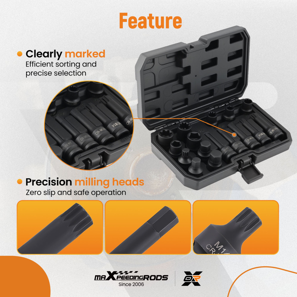 16pcs Brake DiscCaliper Socket Set compatible for VW Audi Benz compatible for BMW Porsche