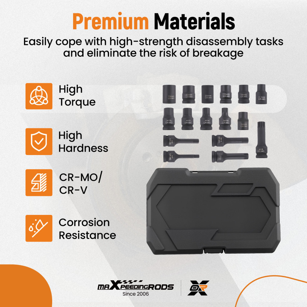 16pcs Brake DiscCaliper Socket Set compatible for VW Audi Benz compatible for BMW Porsche