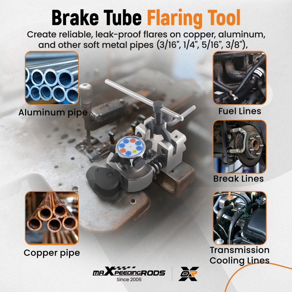 Brake Line Flaring Tool Kit 45°37° Single Bubble Double Flare 3/16~3/8 Tubes