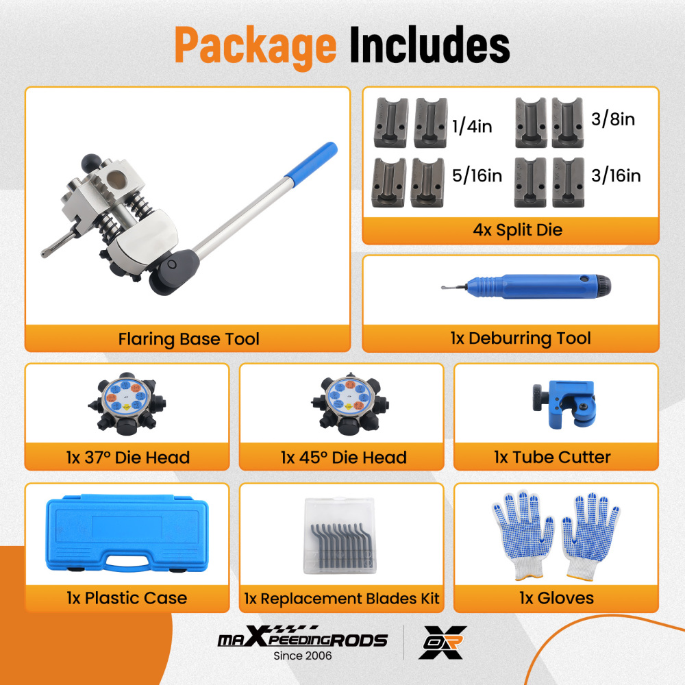 Brake Line Flaring Tool Kit 45°37° Single Bubble Double Flare 3/16~3/8 Tubes