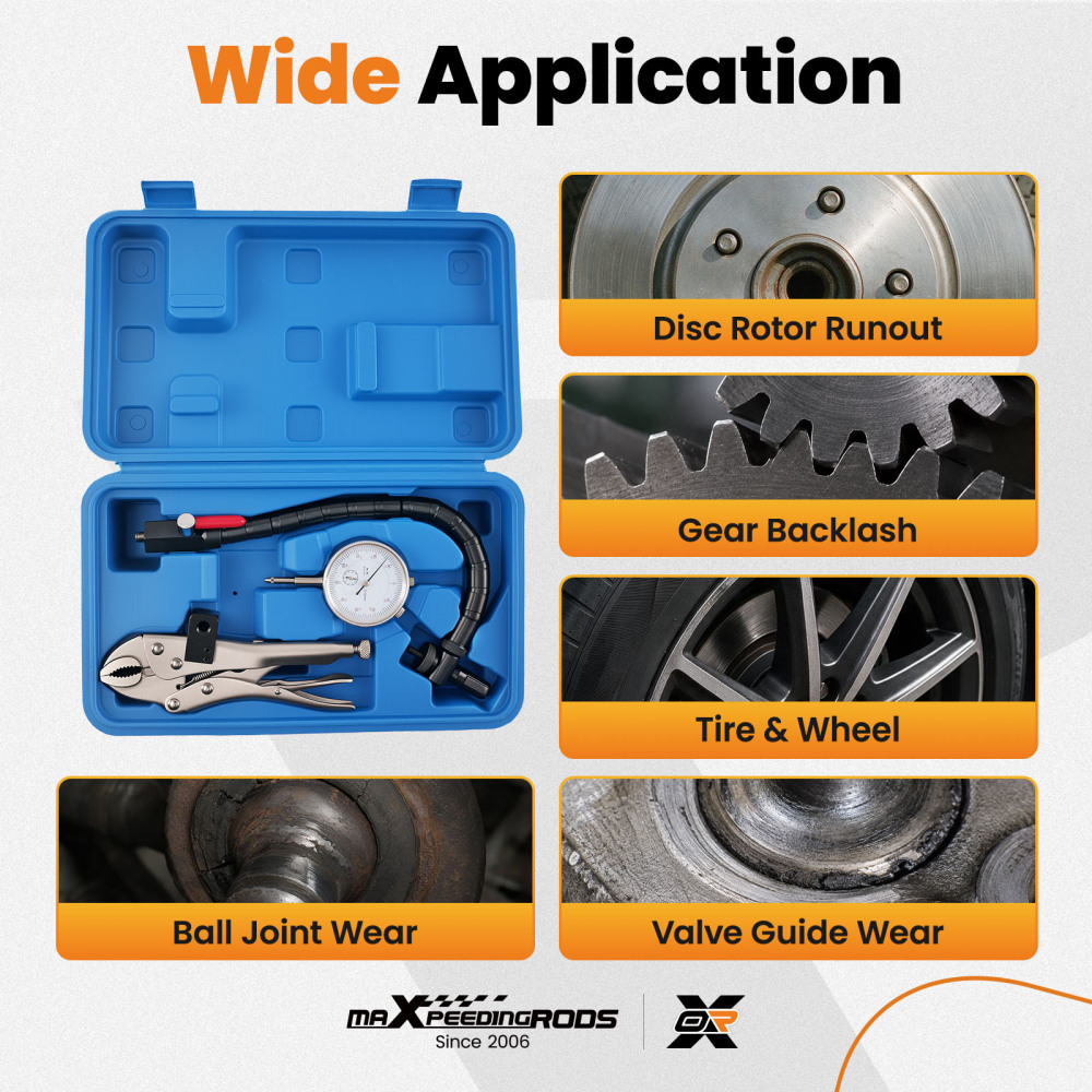 Brake Disc Run Out Kit with DTI Gauge + Ball Joint Wear Tool And Locking Pliers