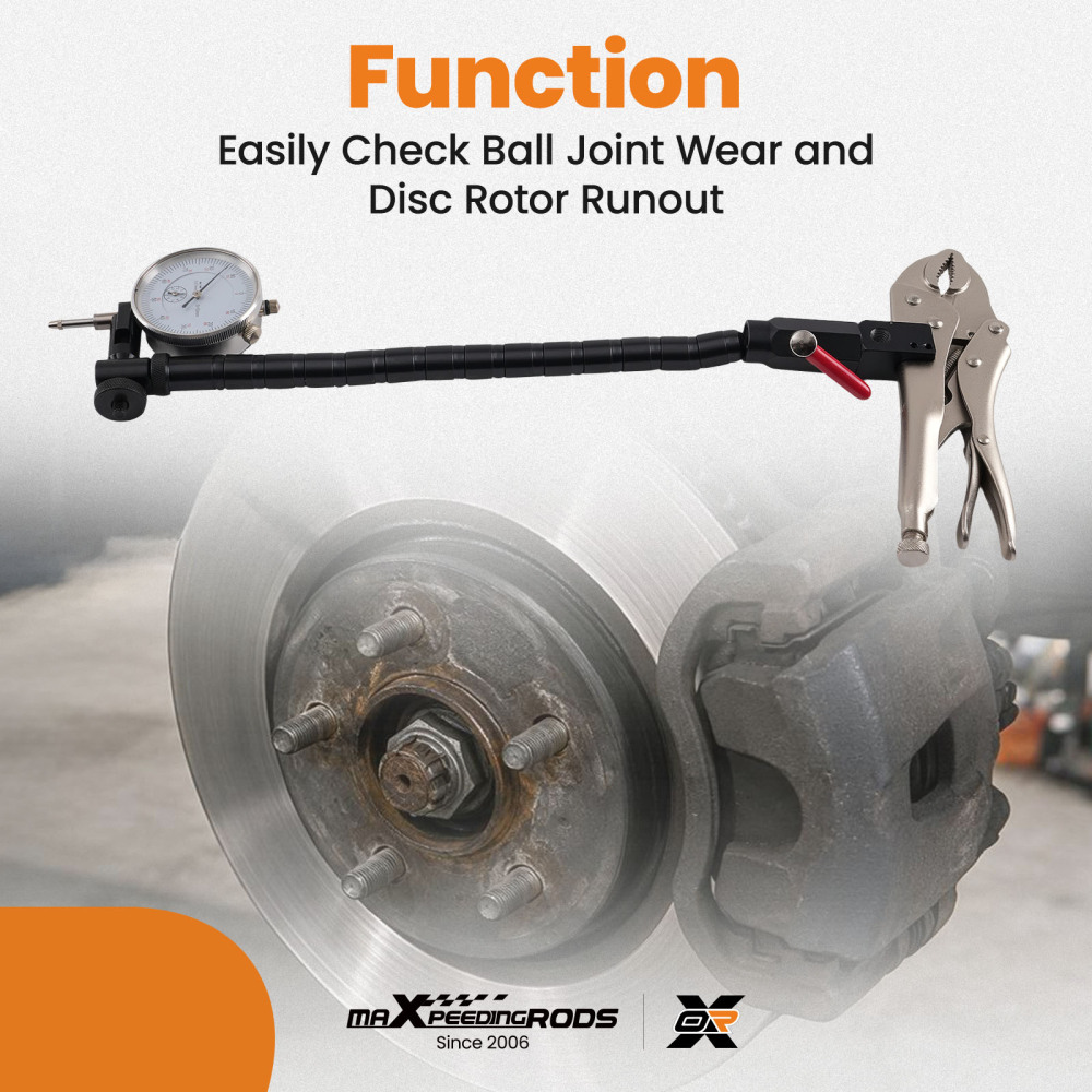 Brake Disc Run Out Kit with DTI Gauge + Ball Joint Wear Tool And Locking Pliers