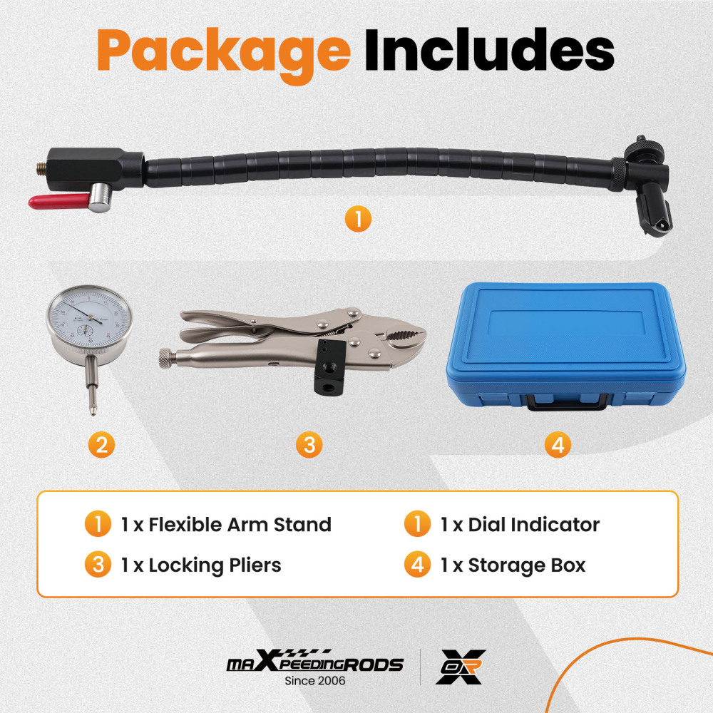 Brake Disc Run Out Kit with DTI Gauge + Ball Joint Wear Tool And Locking Pliers