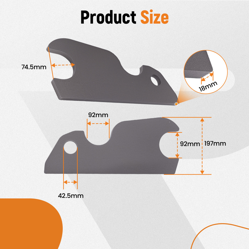 Construction Grade Bucket Ears compatible for Kubota U-55 KX057 KX191 Quick Attach Set