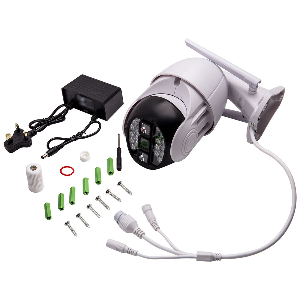 Weatherproof Outdoor Camera 1080P Pan Tilt Zoom Remote View UK Plug compatible for White