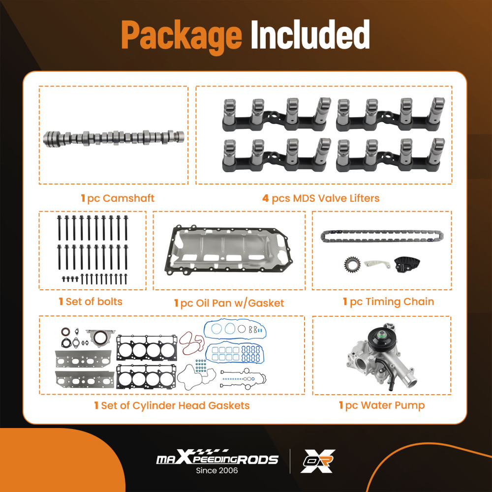 MDS Valve Lifter Cam Gasket timing chain water pump kit compatible for Chrysler MDS compatible for Hemi