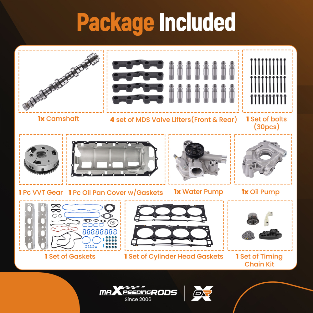 MDS Lifters Hydraulic Roller Cam Kit compatible for Ram 1500 ST 5.7L compatible for V8 11-19