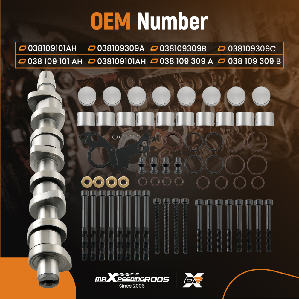 Camshaft Bearing Lifters Set compatible for VW Multivan T5 2,5 TDI AXD AXE BLK 070109101P