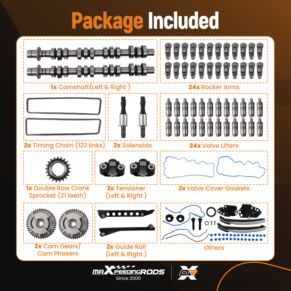 Camshafts Lifters Rocker Arms Timing Chain Kit For F150 compatible for Lincoln Mark 5.4L 05-08
