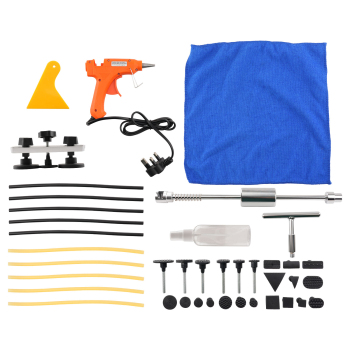 Auto Dent Remover Kit Bridge Puller T-Bar Hammer Glue Gun 18 Tabs Set