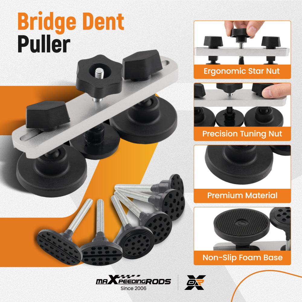 Auto Dent Remover Kit Bridge Puller T-Bar Hammer Glue Gun 18 Tabs Set