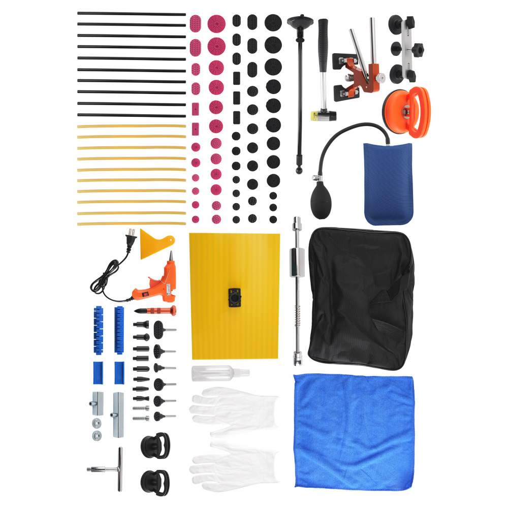 107Pcs Auto Body Dent Repair Kit Bridge Puller Glue Gun Tabs Hammer Tool Set