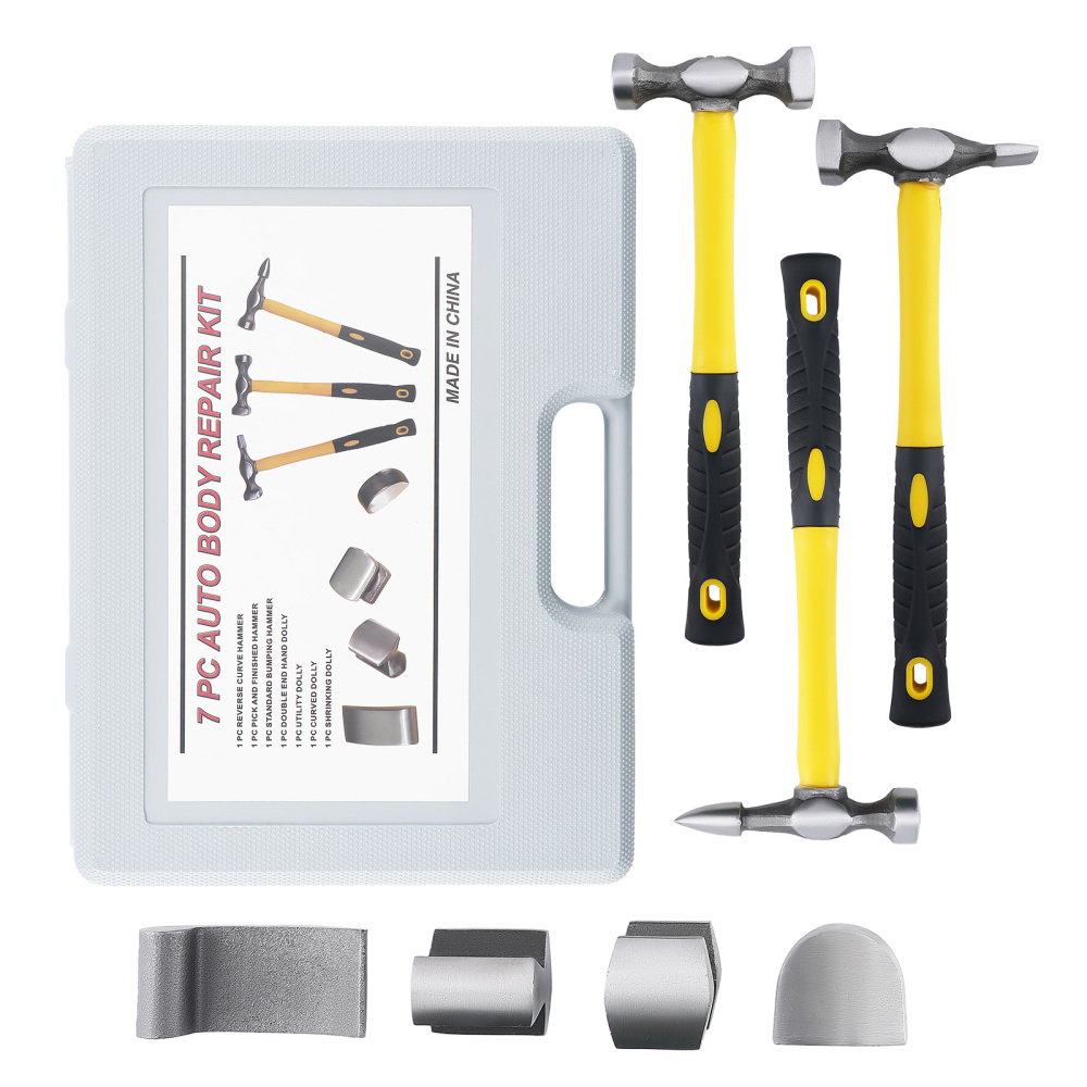 7X Car Body Repair HammerDolly Kit Auto Panel Beating Dent Roller Auto Tools