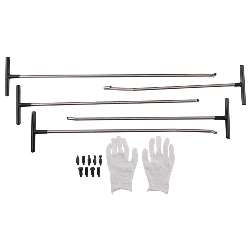 16Pcs Car Body Dent Repair Kit PDR Stainless Steel Rods Tapper Heads