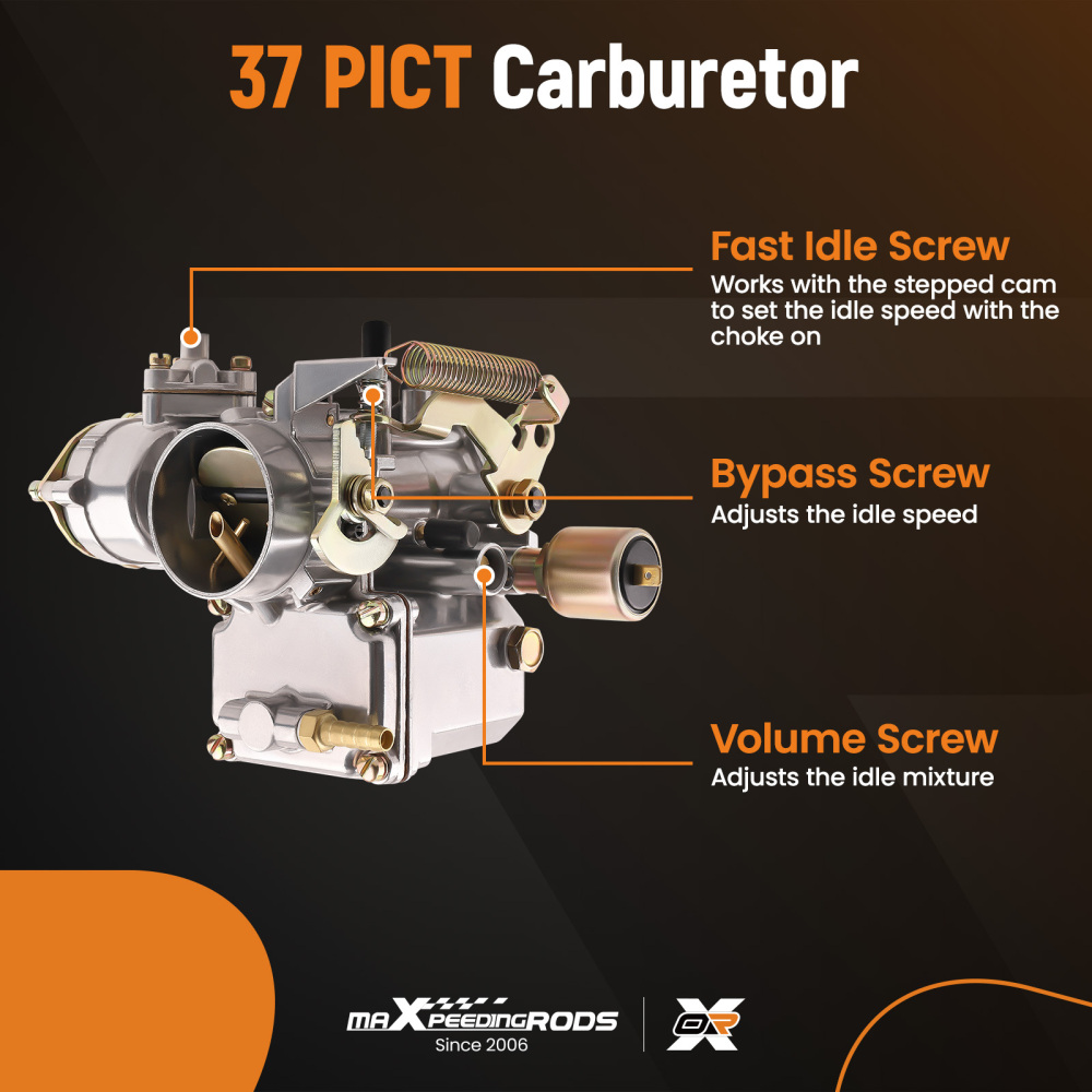 37 Pict-3 Carburetor Carb w/ Gasket Kit compatible for VW Transporter 1969-1972 113129031K