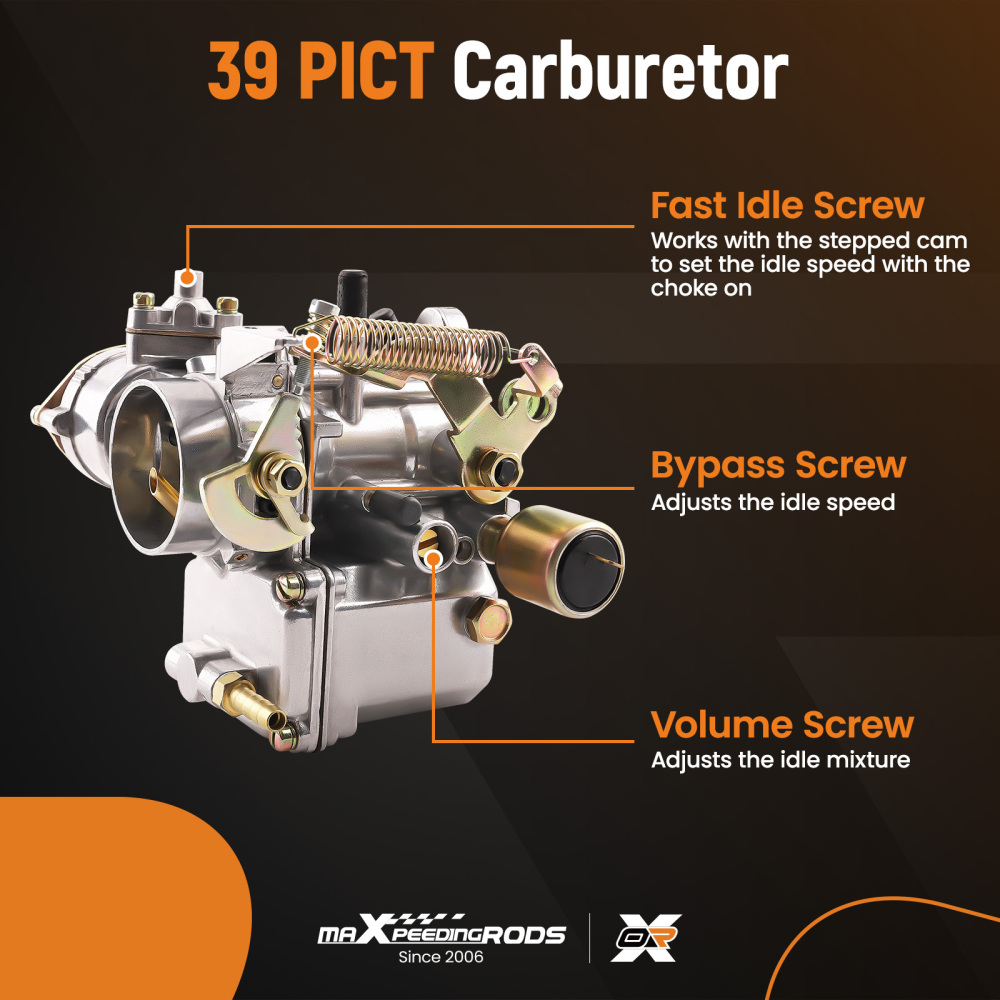 39 PICT-3 Carburetor compatible for VW Beetle 1600cc Air Cooled Type 1 113129031K 98-1289-B